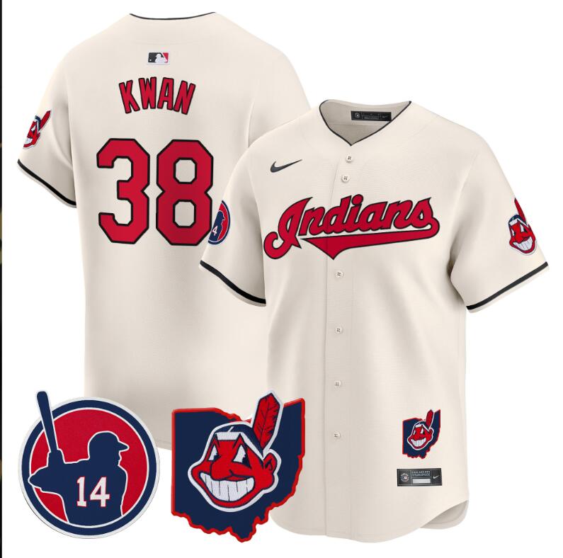 Men Cleveland Indians 38 Kwan cream Vapor Limited 2024 Nike MLB Jersey